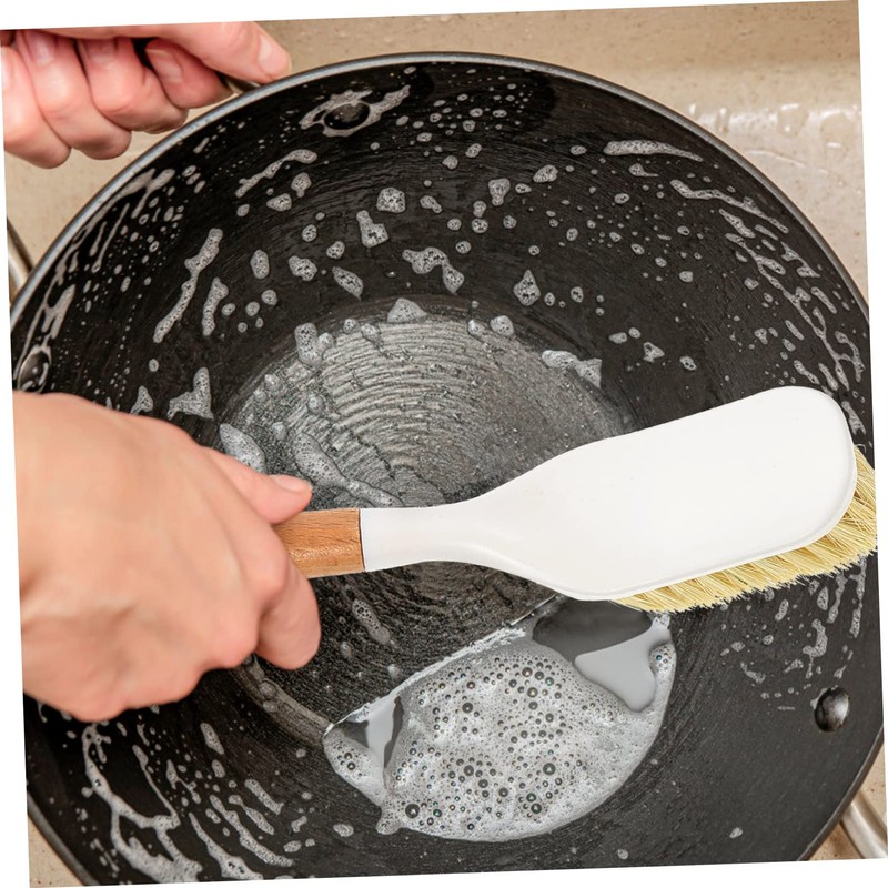 OATIPHO 2Pcs Wooden Dish Brush with Handle for Kitchen Heavy