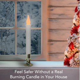 Brite Star Battery Operated 9-inch LED Candles - 6 Count Flickering Flameless Candles with Timer - Perfect for Home Décor, White