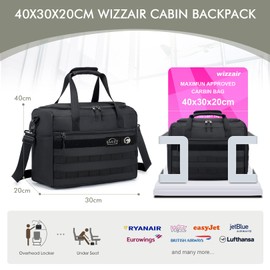 BAGZY Tactical Travel Duffle Bag 40x30x20 Wizzair Veuling Tui Airways, Weekender Bag for Men Women Gym Bag for Sports Training Workout Camping Hiking 25L