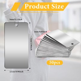 50 Pack Metal Engraving Blanks Stainless Steel Rectangle Blank Tags Metal Stamping Blanks Metal Tags, 1 Inch x 2 Inch