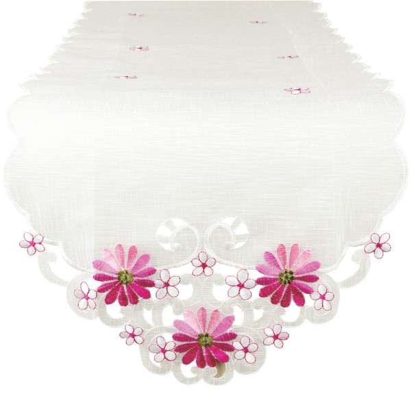 ARSVITA Table Runner with Embroidery, Embroidered with Flowers or Butterflies