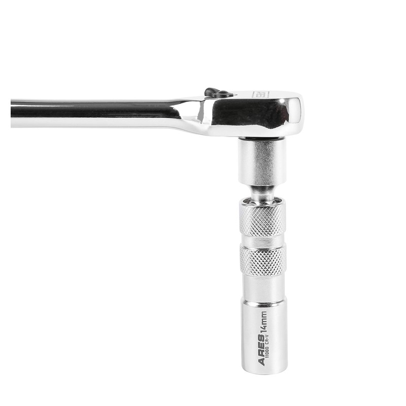 ARES 11000-14mm Thin Wall Magnetic Swivel Spark Plug Socket -