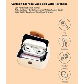 Tomcrazy Cartoon Mini Storage Bag for Airpods pro 2 1 3 Case Sony LinkBuds S WF-L900 WF-1000XM4 Ambie AM-TW01 Earbuds Cover, Headset Box for Jabra Elite 7 4 3, Access Card, Airtag Keychain (02)