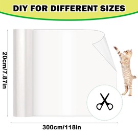 Sticky Paws Cat Furniture Protector Tape, 7.87" x 118", Anti-Scratch, Transparent, Free Cutting, for Carpet, Sofa, Couch, Door