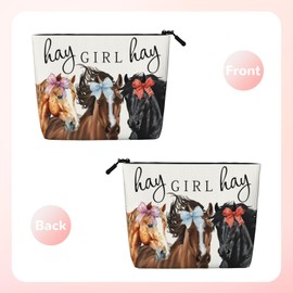 MINIOZE Vintage Funny Horse Farm Animals Western Makeup Bag Travel Cosmetic Bag Organizer Toiletry Bag Make Up Bags For Women Girls Large Light