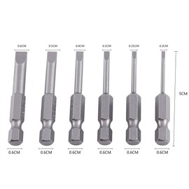 6pcs 50mm Slotted Screwdriver Bits Slotted Bits Hex Shank S2 Alloy Flat Head Flat Head Slotted Tip Screwdrivers Bits Magnetic Tip Slotted Screwdriver Bits