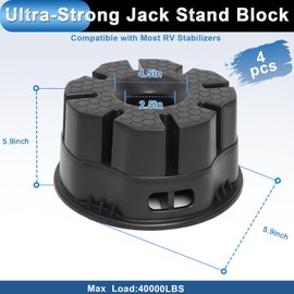 4 Pack 6'' Trailer Jack Blocks with Storage Bag, 20,000 lbs RV Leveling Blocks for RVs, Heavy Duty Camper Jack Blocks for RV Jacks & Stabilizers