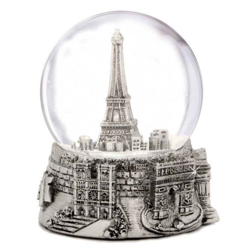 Mini Silver Paris Eiffel Tower Snow Globe, (2.5 Inches Tall)