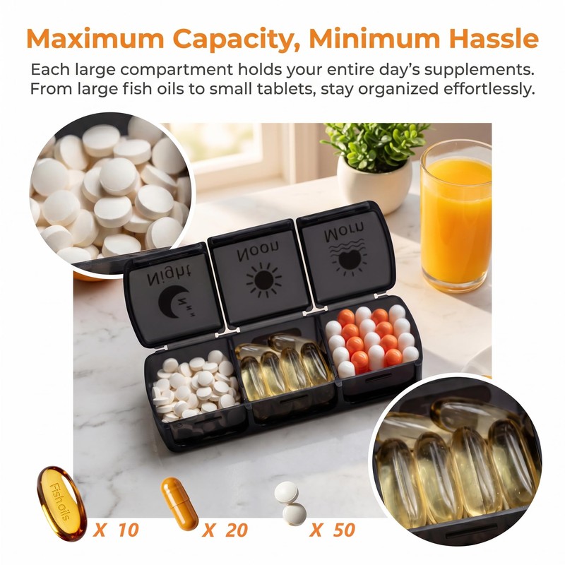 Extra Large Weekly Pill Organizer 3 Times a Day,AP PM