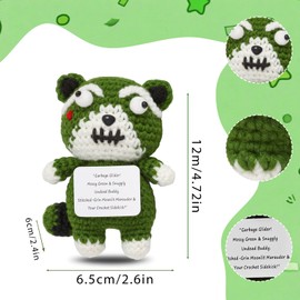 Raccoon Hand-Crocheted Art Figurine - Gothic Garden Collectible for Adult Horror Fans, Moonlit Marauder Decor