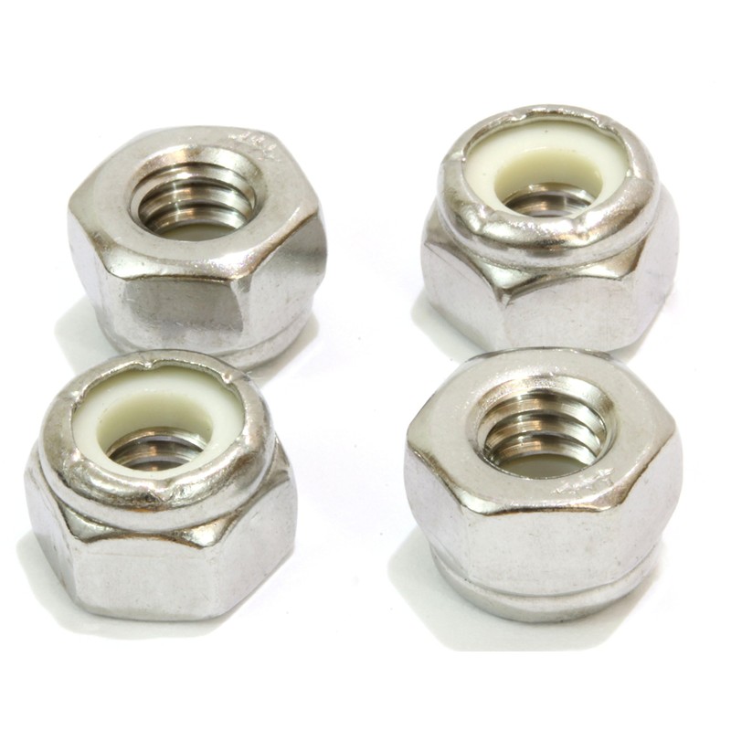 1/4"-20 Nylon Insert Lock Nut (100 Pieces) Stainless Steel Finish
