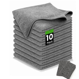 RUISTLI 10 PCS-Trapos de Cocina-Microfibra 25*25CM,Trapos de Limpieza Trapo Microfibra,Trapo Multifuncional,Cocina Accesorios Productos de Limpieza Del Hogar,Grueso,Absorbente de Agua,Lavado Duradero