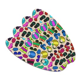 Colorful Fun Summer Beach Pattern Double-Sided Oval Nail File Emery Board Set 4 Pack