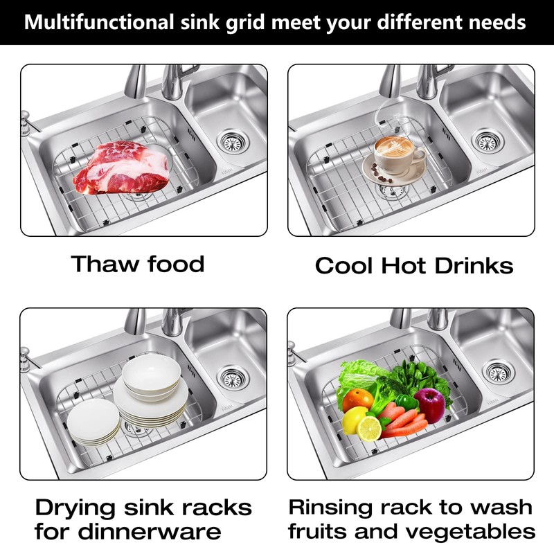 2Pack 304 Stainless Steel Sink Protector for Double Kitchen Sink