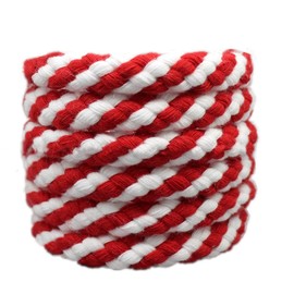 Red and White Color Cotton Rope, Diameter 0.2, 0.2, 0.3, 0.4, 0.4 inches (5 mm), 0.3 inches (6 mm), 0.3 inches (8 mm), 0.4 inches (10 mm), Soft and Thick, Natural Cotton Rope for Crafts, Handmade,