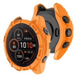 MYSNBKN Case Compatible with Garmin Fenix 8 51MM Cover Soft TPU Bumper Rugged Shock Proof Protective Shell for Garmin Fenix 8 51MM Watch Case(Orange)