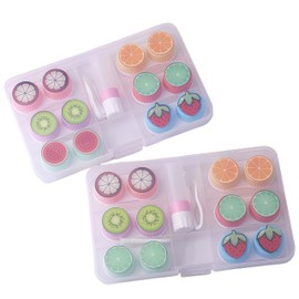 MAAYKOM 6-piece contact lens case, convenient for travel carrying, cute fruit contact lens storage box, tweezers disassembly tool set (color)