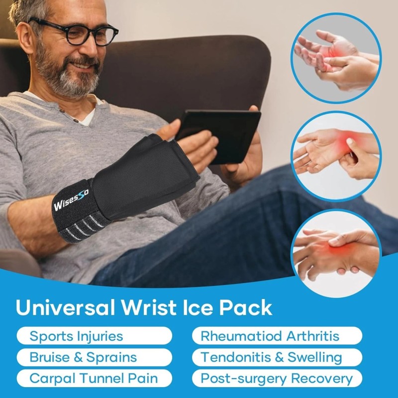 Wisesso Wrist Ice Pack Wrap, Reusable Ice Gloves for Hot
