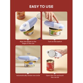 Electric Can Opener, Reemix Battery Operated Can Opener Fits Alomost All Can Sizes, Simple One Touch-Operation, Automatic, Hand Free, Smooth Edge (battery not included), Blue Gray