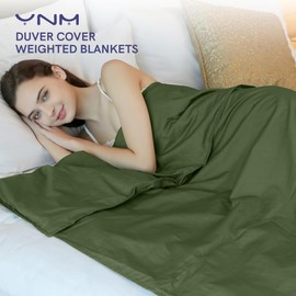 YnM Cotton Duvet Cover for Weighted Blankets (88''x104'') - Amy Green Print