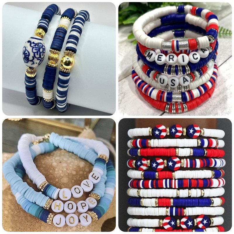 THRELE 3500pcs Blue Clay Beads for Bracelets Making 6mm Heishi