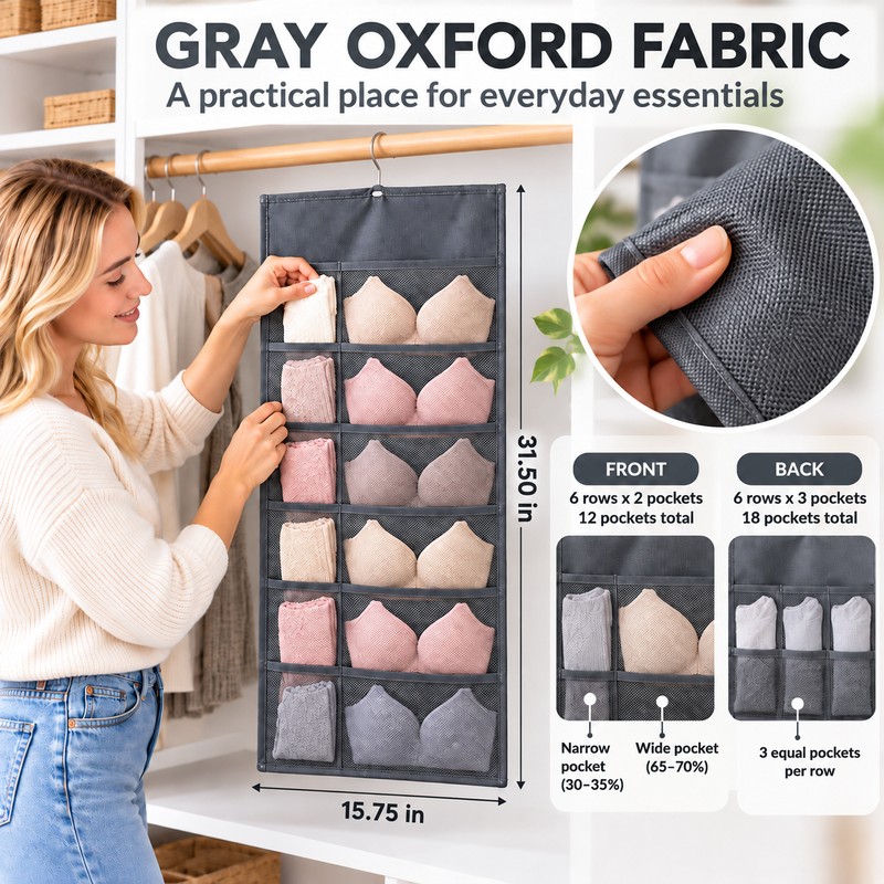 Double Sides Foldable Hanging Storage Bag For Underwear Underpants Socks