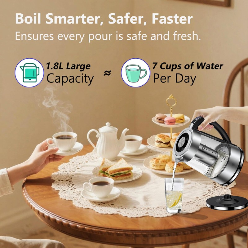 Electric Kettle with Temperature Control for Tea and Coffee, 1.8L