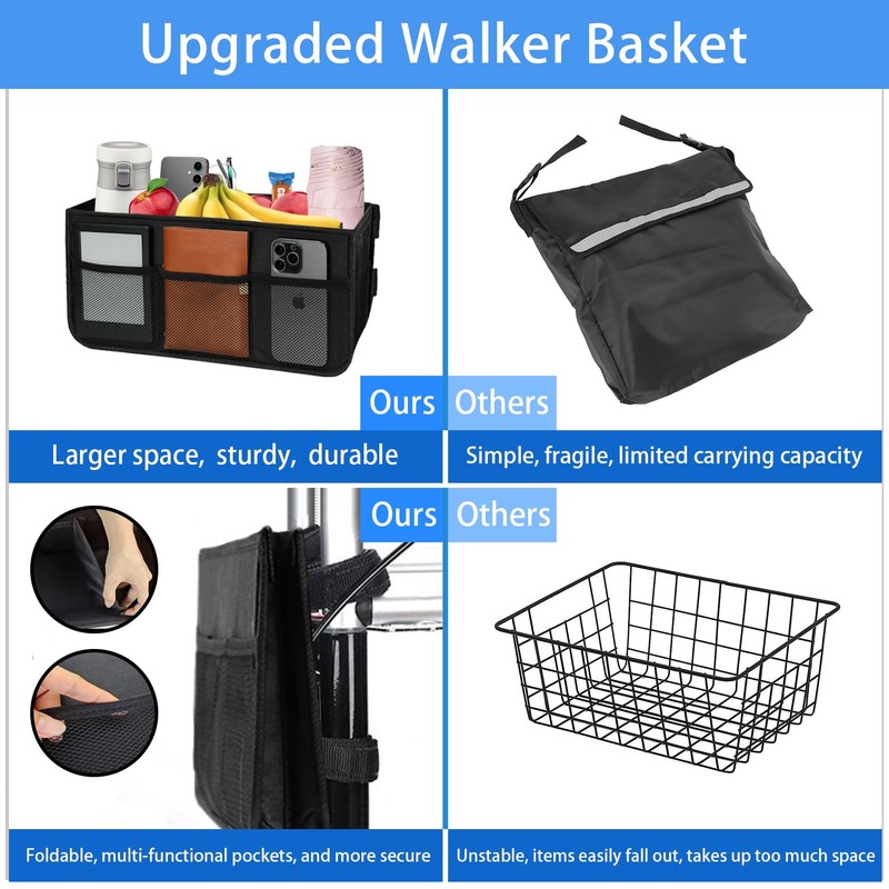Ｄｏｒｃｙ Walker Basket Folding Walker Bag with Cup Holder and
