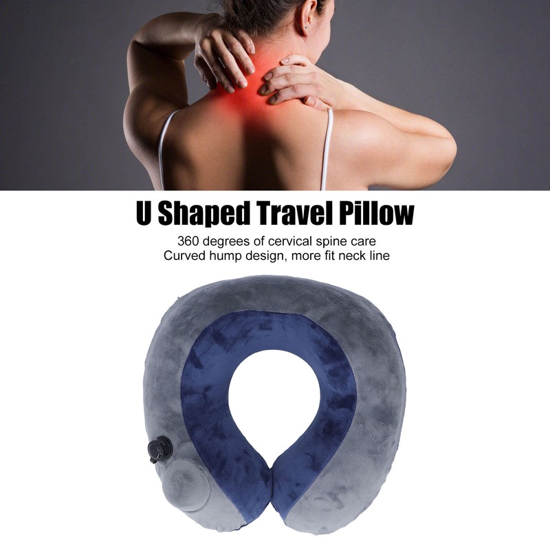 Self Inflatable Travel Pillow U Shaped Portable Neck Chain Support