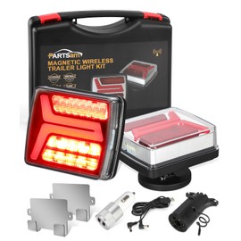 Partsam LED Wireless Trailer Lights Kit Magnetic Towing Tail Lights 58LED Universal Stop Turn Running Light with License Plate Light Dual USB Cable Charges for Trailers IP67 10-30V