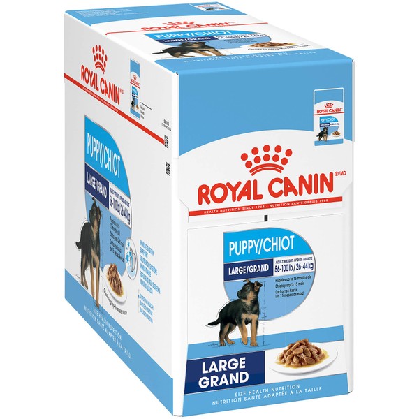 Royal Canin Size Health Nutrition Large Puppy Chunks in Gravy Wet Dog Food, 4.9 oz pouch (10-pack)