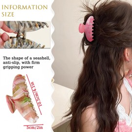 Flomiara Haarklammern für Damen, Haarklammern, 10,5 cm x 5 cm, mittlere Acryl-Klauenklammer, geeignet für dünnes feines Haar, Zelluloid, Schildkröten-Clip, Klauenklammer, Rosa, 5 Stück