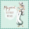 Magical Birthday Wishes Greeting Card, Illustrated Design, Mint Green and