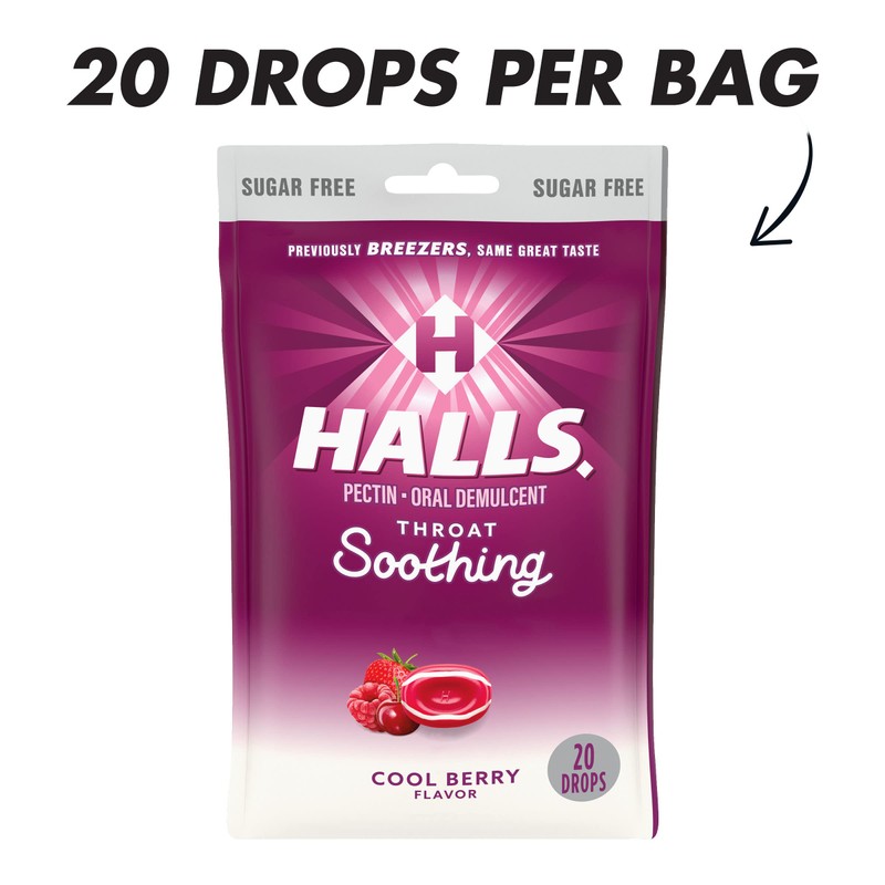 HALLS Throat Soothing (Previously HALLS Breezers) Cool Berry Sugar Free