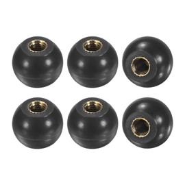 M METERXITY 6-Pack Threaded Ball Knobs, M5 Female Thread 16mm Dia. Thermoset Ball Knob for Lathe/Machine/Lawn Mowers, Brass Insert Lever Handle [Black]