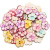 AKOAK 50 Pcs Natural Wood Decorative Button 2-Hole Retro Cute
