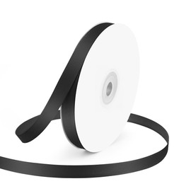 KMER LIFE 3/8" Wide x 50 Yards Black Single Faced Polyester Satin Ribbon, Black Satin Ribbon Perfect for Wedding Decor, Wreath, Crafts, Gift Wrapping & Other Projects (Black)