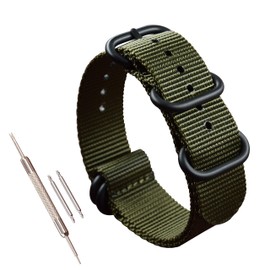 MZBUTIQ 21 mm Green Nylon Watch Strap Replacement Band for Men Wrist Band Military 5 Rings