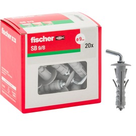 Fischer 20 dowels with short hook SB 9, universal with hooks for attaching to wall and concrete, 8238