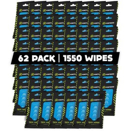 Fortress Electronic Wipes (25 ct, Pack of 62) To-Go Tech Wipes for Screens, Phones, Keyboards, TV Monitors, Computer Screens, and More [Travel Size] Skin-Safe Screen Cleaner Wipes, Electronic Wipes