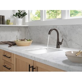 Delta Modern Oil Rubbed Bronze Single Hole Bar Sink Faucet, Single Handle Prep Sink Faucet, Venetian Bronze 14882LF-RB
