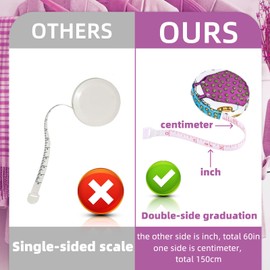 Pack of 4 Measuring Tape Body, 1.5 m/60 inches, Retractable Soft Double-Sided Tape Measure, Tailor's Measuring Tape, Body Circumference Tailor, Sewing Accessories for Measuring Length, Chest, Waist