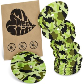 MySweetStitch - 10 x Freestyle Libre 1 & 2 Plasters Round with Ventilation Hole, Overpatch Diameter 65 mm, Waterproof, Breathable, Made in Germany, Camouflage