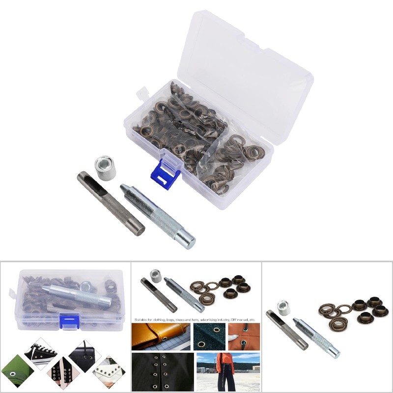 100pcs Bronze Round Eyelet Punch Die Tool Kit DIY Eyelets