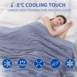BOV Premium Queen Size Cooling Blanket for Hot Sleepers, Ultra Cold Summer Cooling Comforter, Double-Sided Ice Blanket for Bed, Sofa, Lightweight Breathable, Machine Washable (Blue, 86"x79")