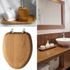 Mayfair Natural Oak Veneer Round Toilet Seat with Chrome Hinges