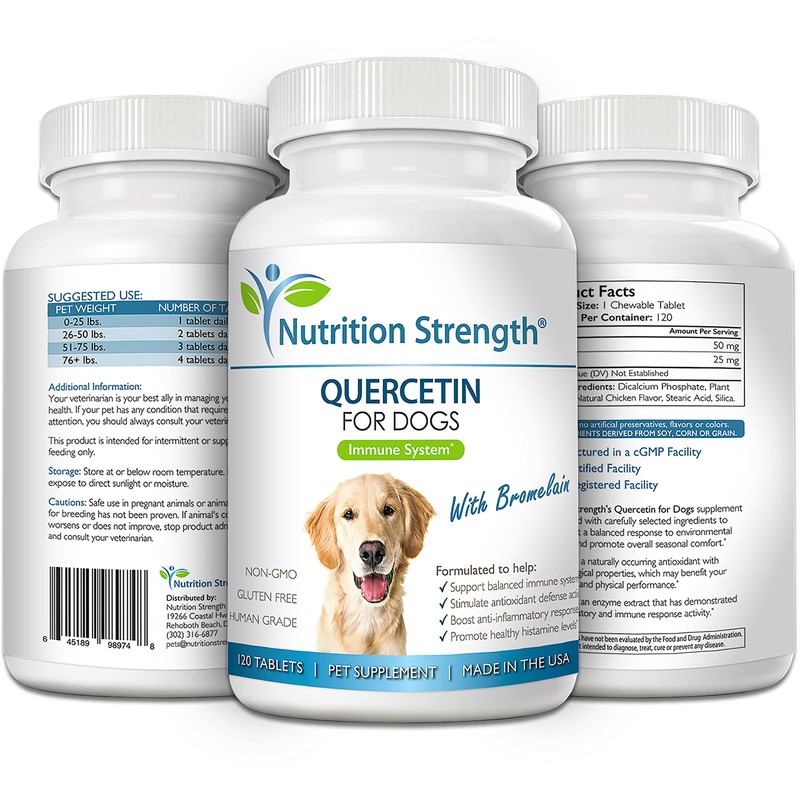 Nutrition Strength Quercetin for Dogs with Bromelain to Support Balanced