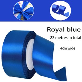 Satin Ribbon Royal Blue 40 mm, 22 m Decoration for Presents, Gift Ribbon, Wide Bow Ribbon, Fabric Ribbon for Dress, Wedding, Christening and Birthday Gifts, Decorative Ribbon for Gift Packaging