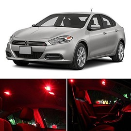 LEDpartsNow Interior LED Lights Replacement for 2012-2016 Dodge DART Accessories Package Kit (11 Bulbs), RED