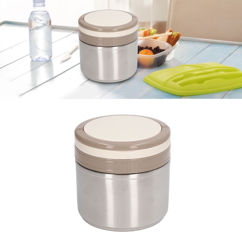 304 Stainless Steel Porridge Box Portable Round Insulated Lunch Container